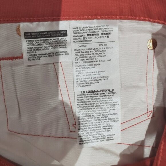 LEVI'S 513 Special Edition Salmon Red Denim Jeans - Picture 15 of 16